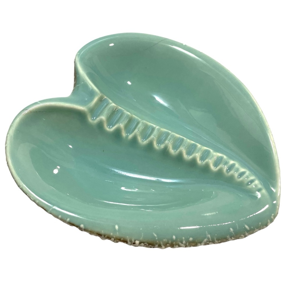Vintage 1950s California Pottery Turquoise Ceramic Ashtray #706-A Volcanic Drip